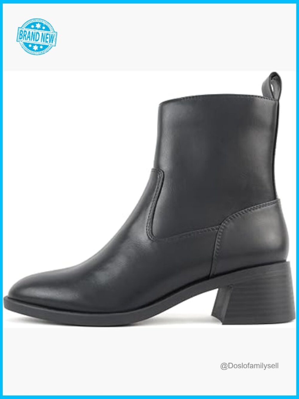 Round Toe Low Block Heel Ankle Boot with Side Zipper